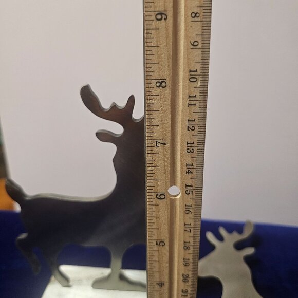 Pair Of Vintage 1984 Ed & Kathy Allard Reindeer Stocking Holders Cast Metal Silv - Picture 7 of 8
